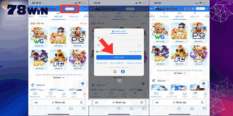 Hướng dẫn đăng nhập 78win tại 2 nền tảng chính